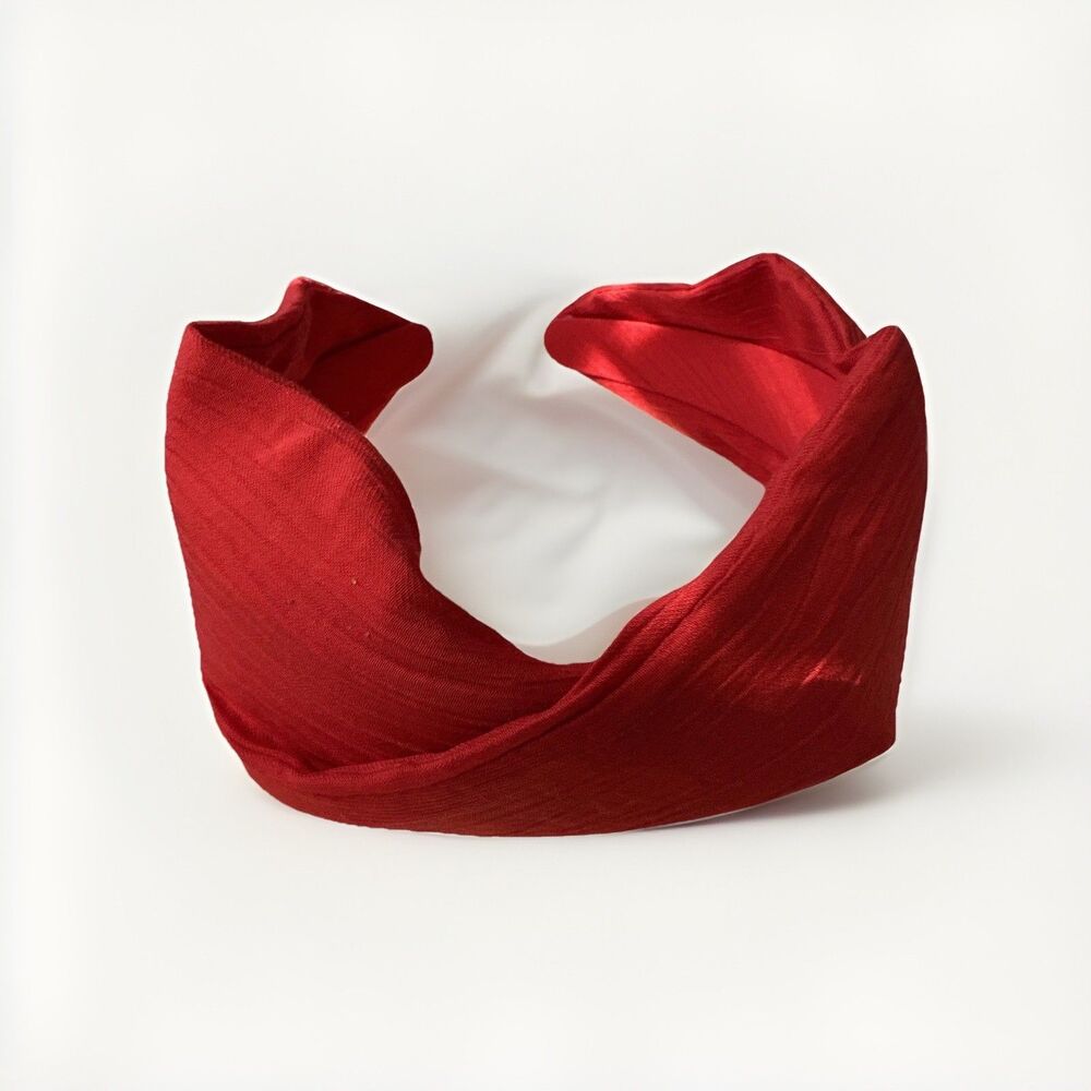New Red Headband Wide Knotted Fabric Preppy Classic